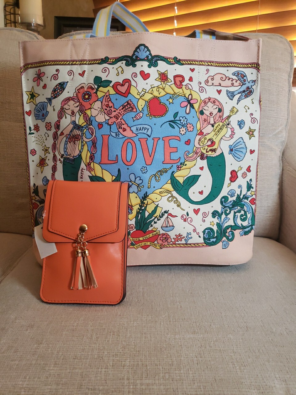 Brighton SIREN’S SONG Canvas Tote MSRP $150 + Cellphone Crossbody Handbag
