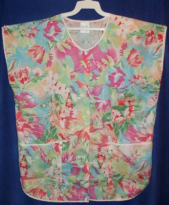 Size 3X Print Smock 50/50 Poly Cotton w 2 Pockets Fits up to 65″ Bust USA Made