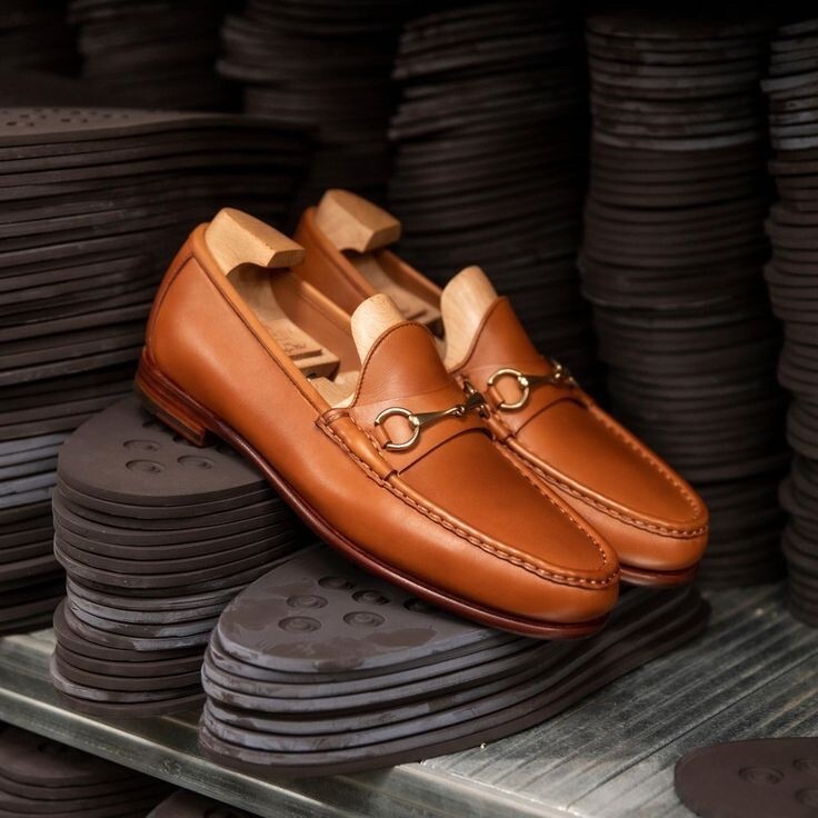 Handmade Brown Leather Penny Moccasin, Slip Ons Dress Shoes, Office Shoe For Men