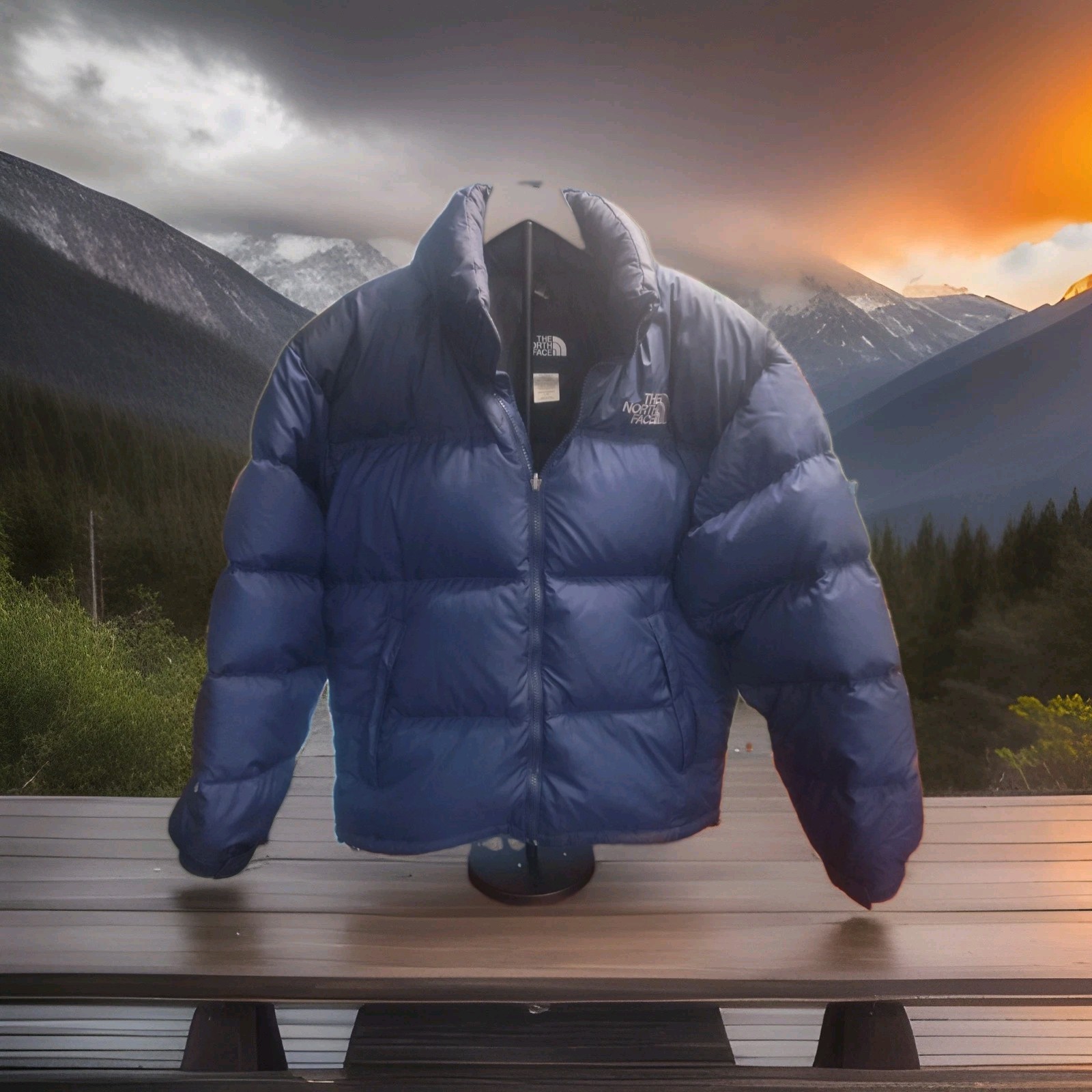 Mens The North Face Mens Retro Nuptse 700 Down Puffer Jacket Navy Blue