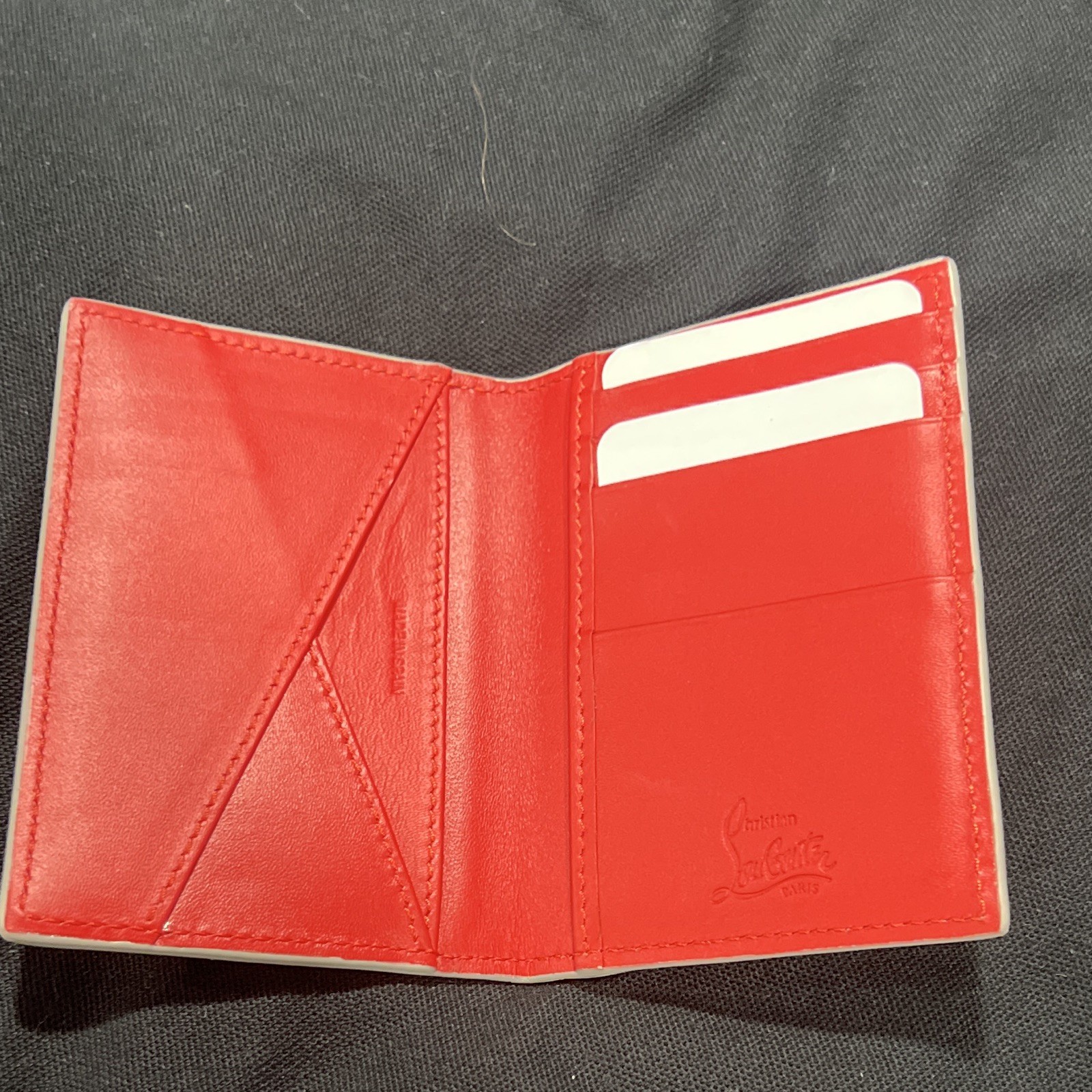 Christian Louboutin White/Red Leather Card Holder Men’s One Size Solid