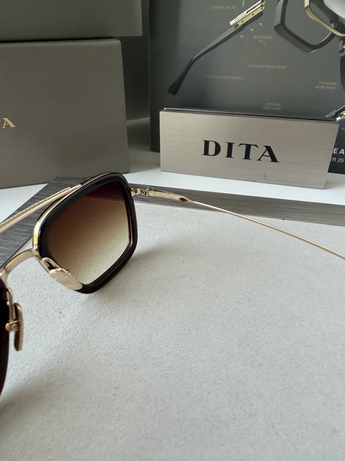 DITA FLIGHT 006 7806 W Root Beer Gold Brown Gradient Lens Sunglasses AUTHENTIC