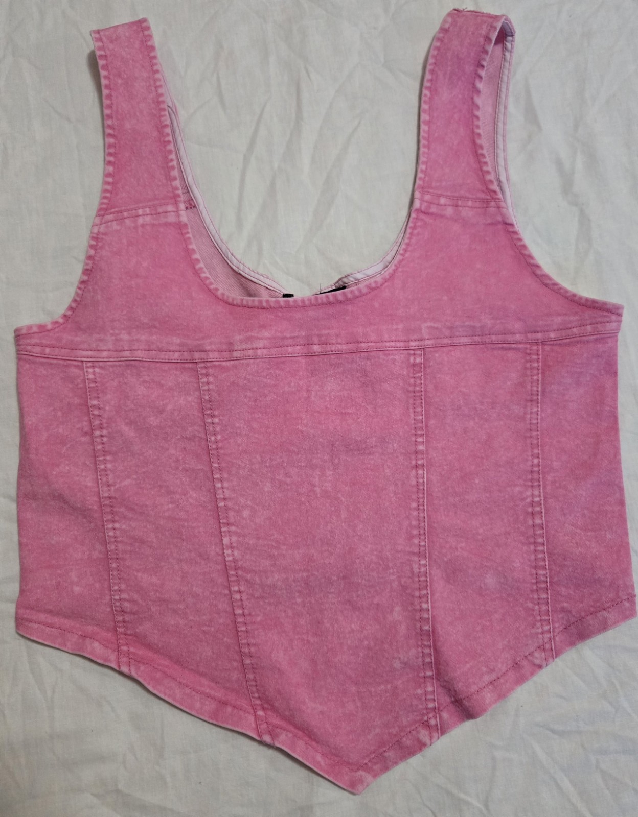 Top Estilo Corset de Denim En Color Rosa Con Lavado Ácido Estilo Y2K 2000s