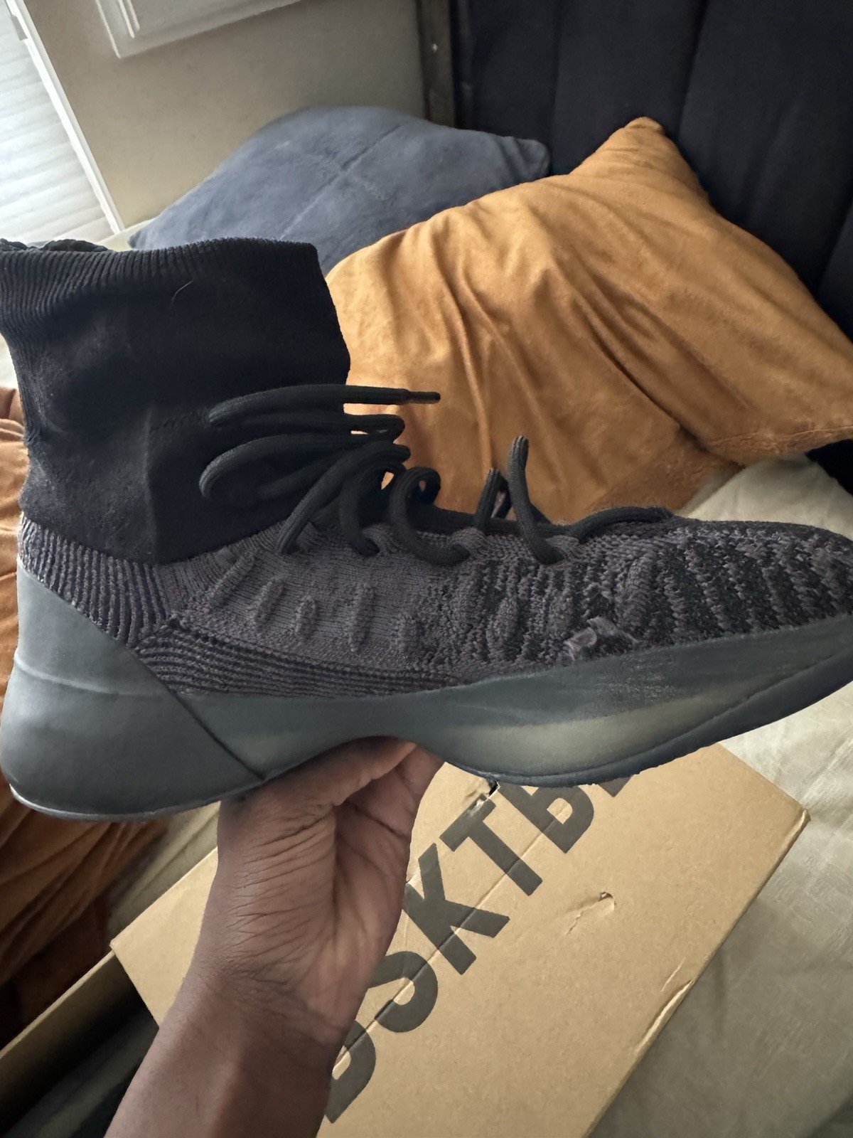 adidas Yeezy Basketball Knit Onyx Black HQ6762 Primeknit High Top Sneaker 2022