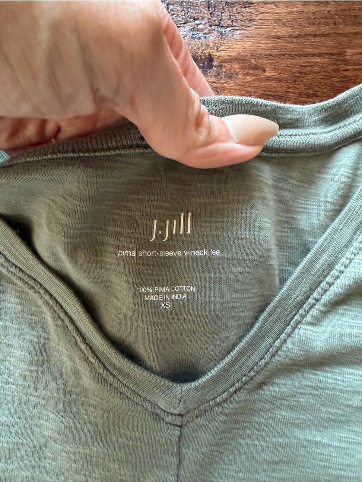 J. Jill Light Sage V-Neck Short Sleeve Tee