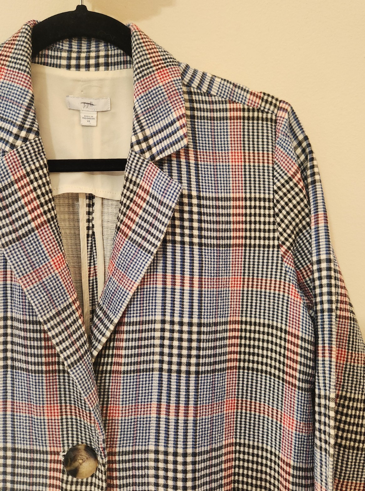 J. Jill Barley Multicolor Plaid Oversized Boyfriend Blazer Jacket Sz XS