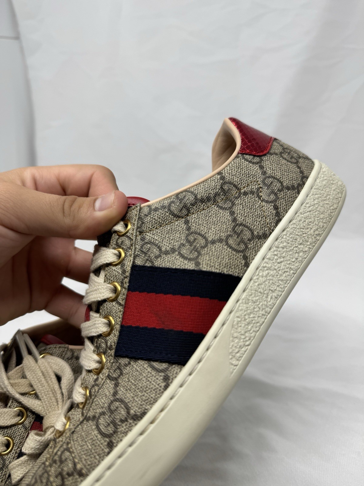 Size 35 Women’s – Ace Gucci-GG Supreme Beige/Ebony/Blue/Red – 499410 K2LH0 9768