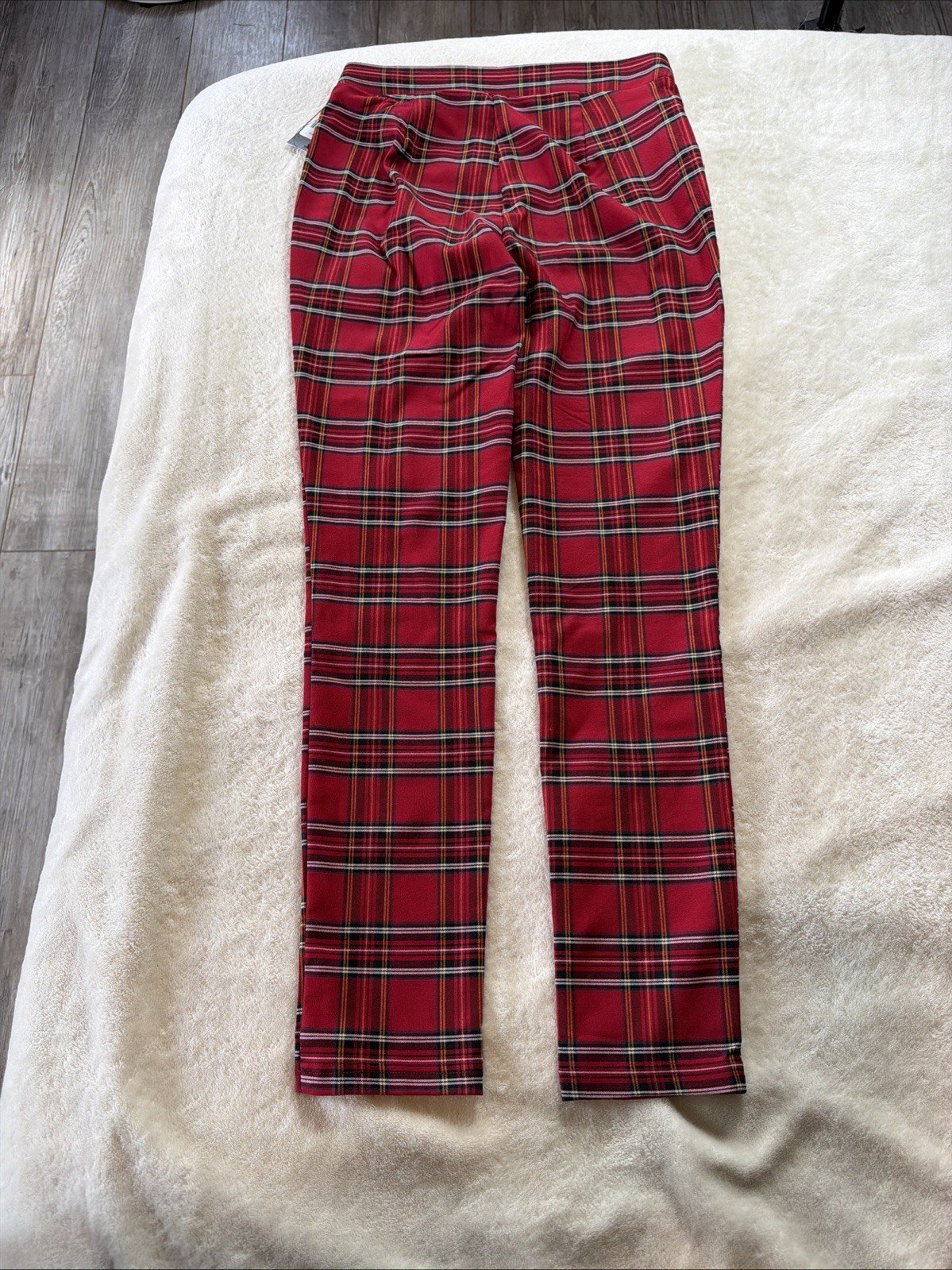 Tommy Hilfiger Tribeca Skinny Red Plaid Pants THFlex Stretch Size Small New!