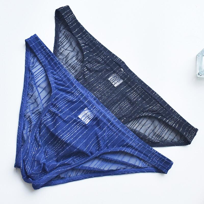 2 Pack Lot Sexy Mens Mesh Underwear Underpant Low Waist Bikini Pouch Brief Soft