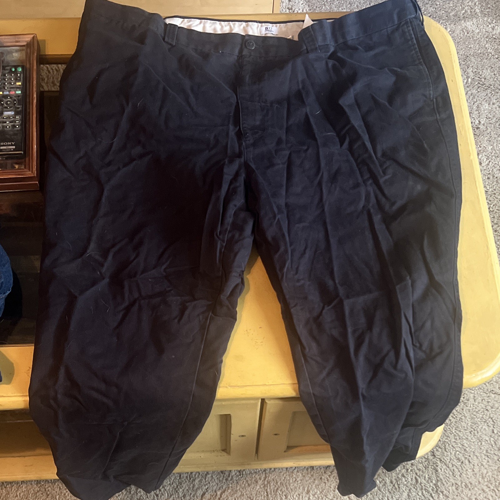 B+T Essentials by DXL Men’s Black Solid Cotton Khaki Pants Big & Tall 52