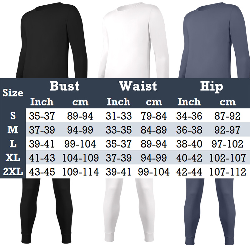 Men Thermal Microfiber Fleece Winter Lined Long Johns Warm Underwear Shirt Pants