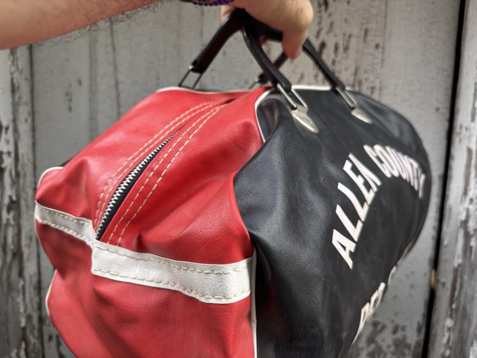 Vintage Gym Bag Duffle ALLEN COUNTY RED DEVILS KS 60s Athletic Collegiate