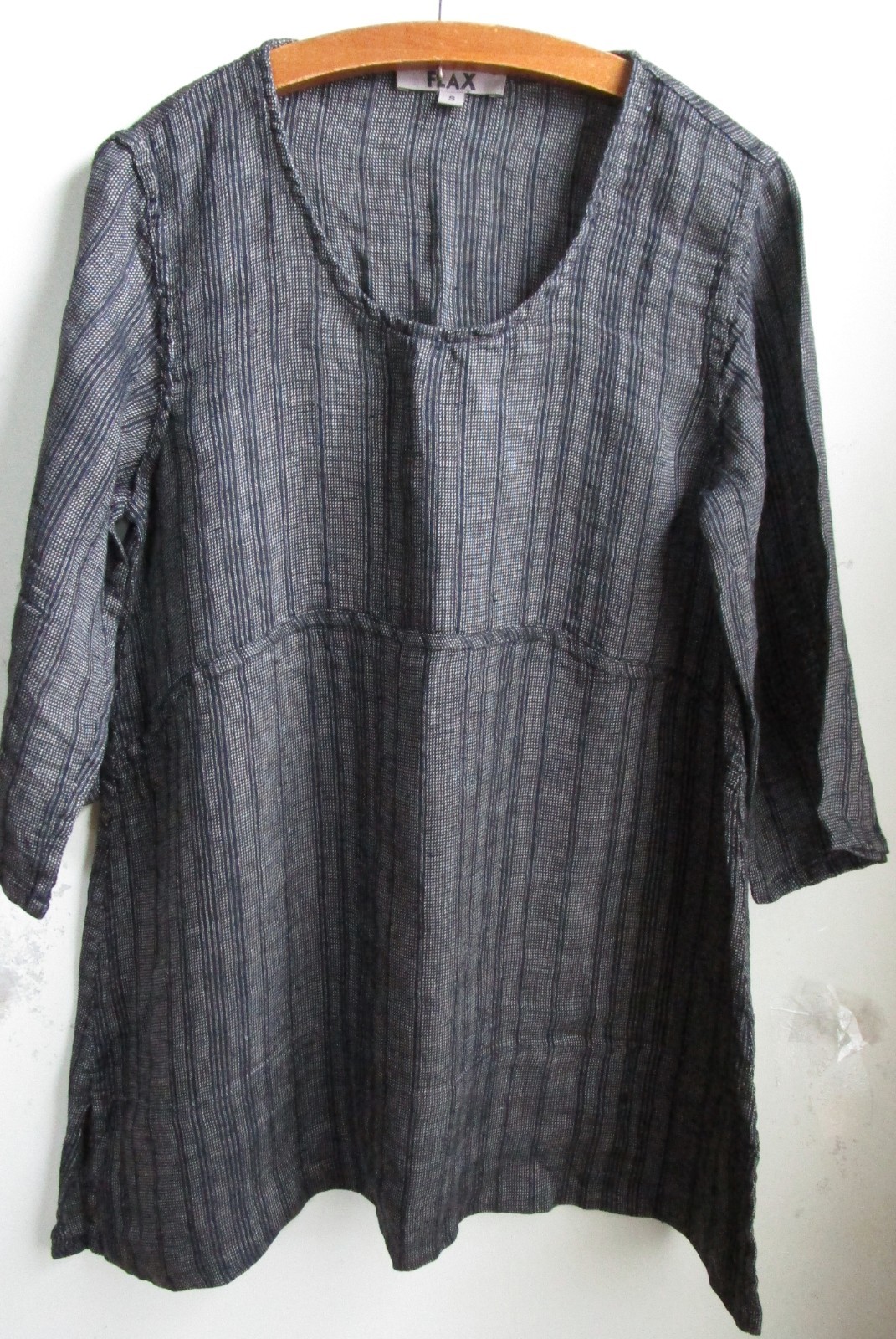 FLAX Designs Linen U NECK TUNIC M NWT Black Striping