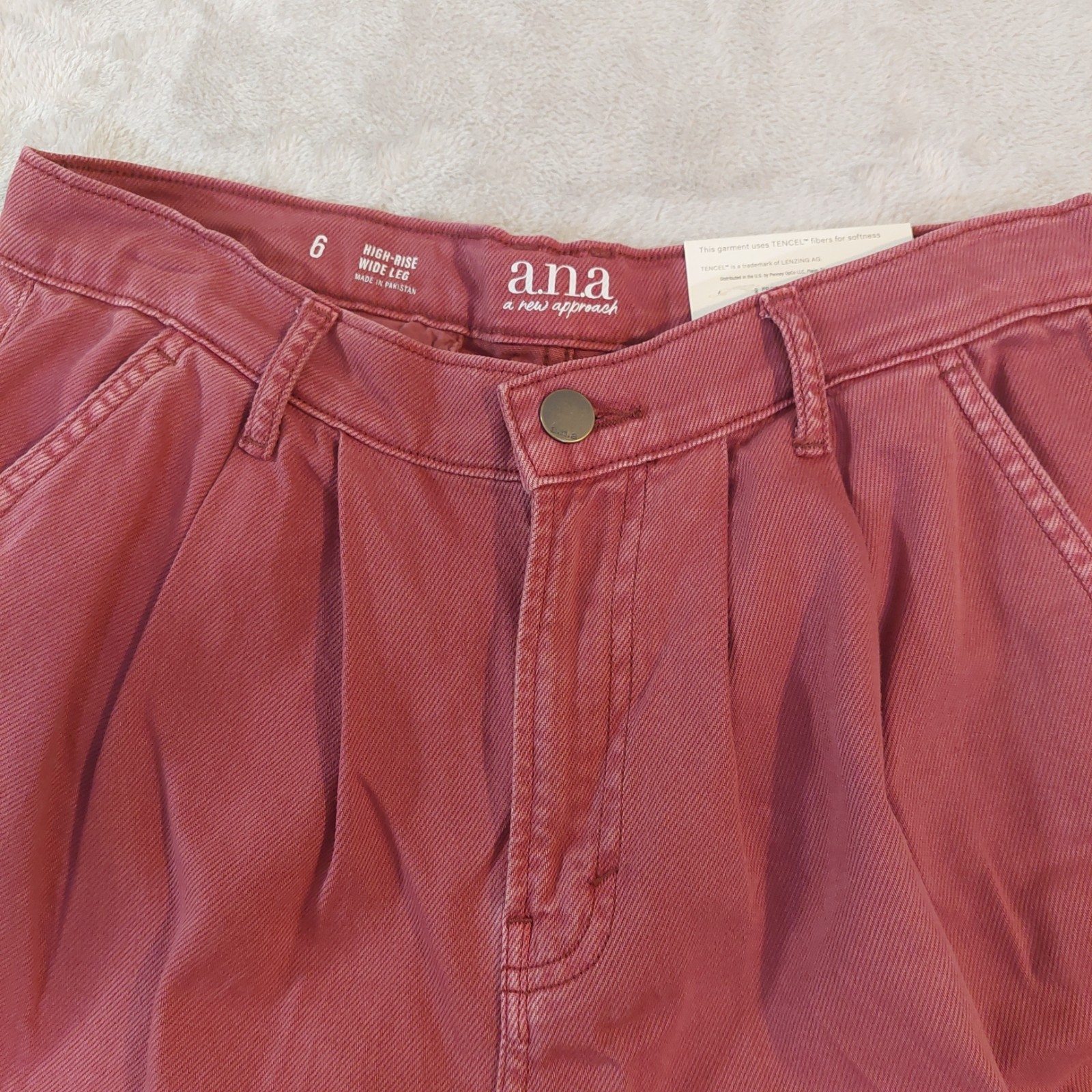 ANA A New Approach High Rise Wide Leg Pants Hawthorne Rose size 6 &16