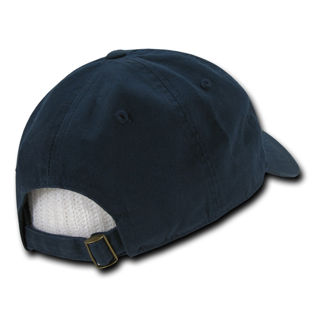 Navy Blue Solid Blank Washed Cotton Polo Style Low Crown Baseball Ball Cap Hat