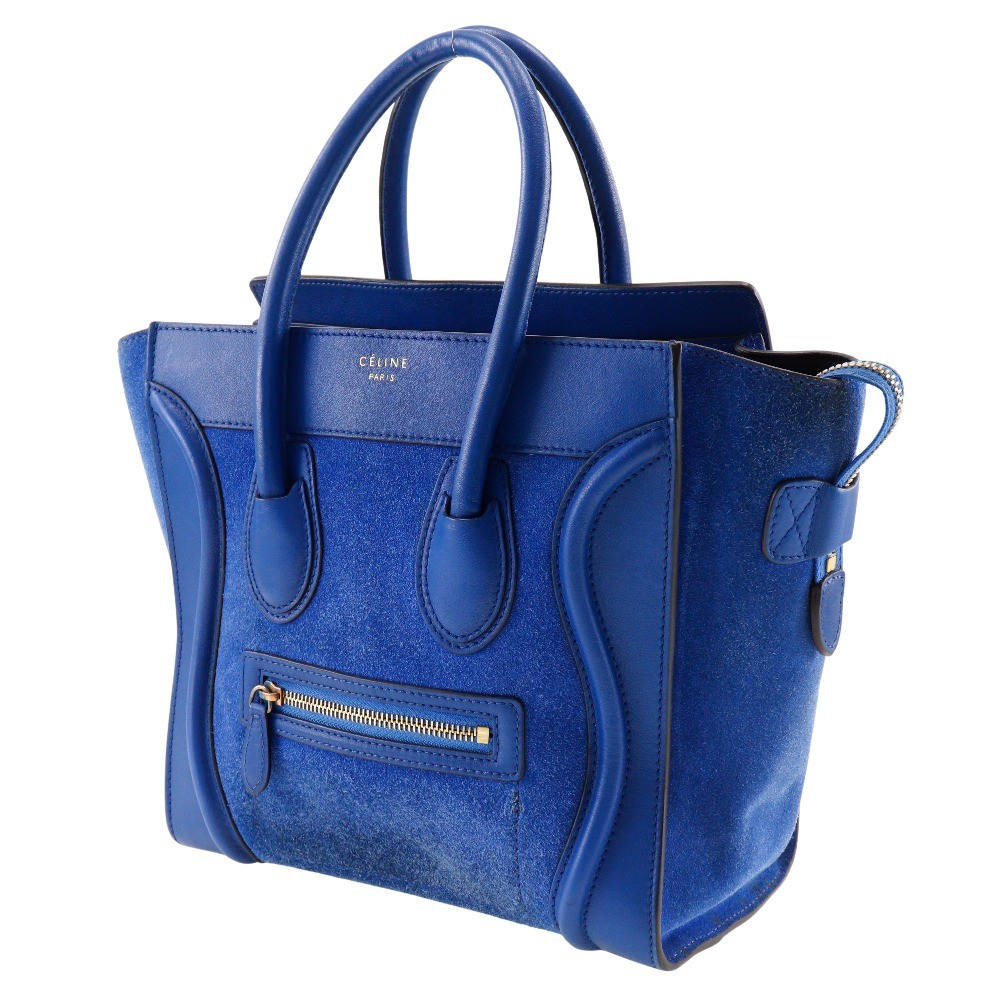 CELINE Luggage micro Handbag blue Suede/Calfskin Women