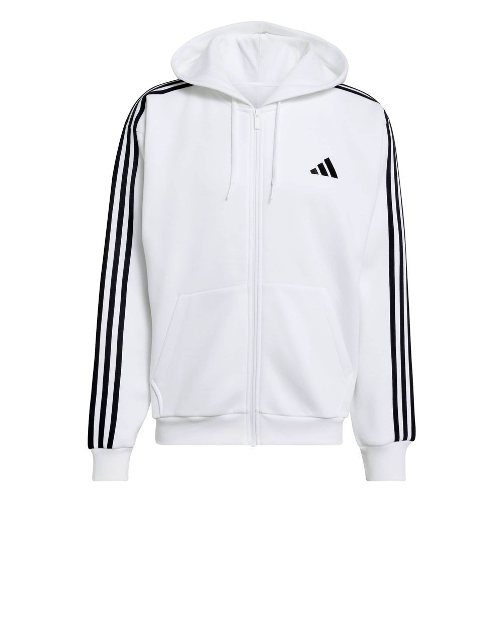 Hoodie Jacket MENS Adidas White Essentials 3-Stripes FLEECE Full Zip Cotton