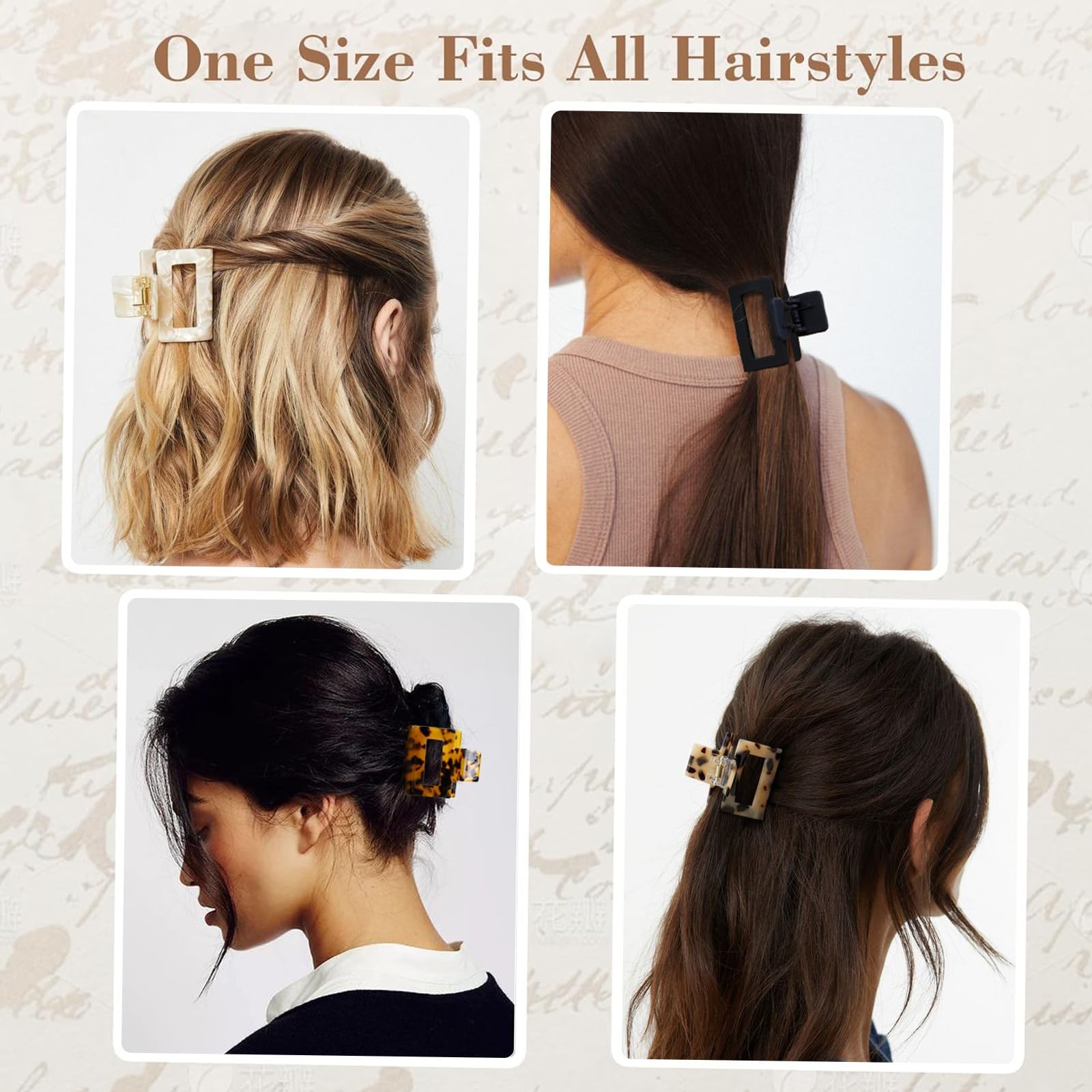 Hair Claw Clips for 4Pcs 2″ Small Claw Clips Tortoise Shell Leopard Hair Clip…