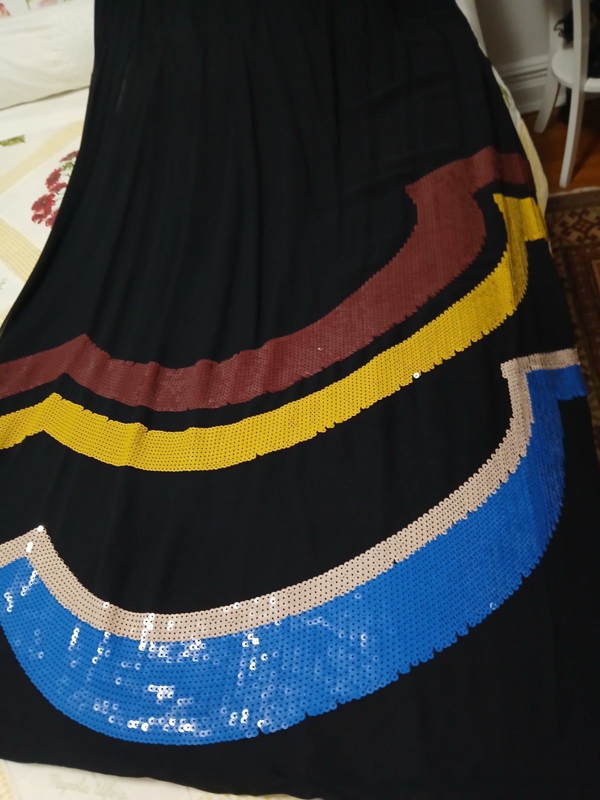 Gorgeous Emelio Puccio Multi Colored Silk and Sequin 84 Inch by 37 Inch Scarf