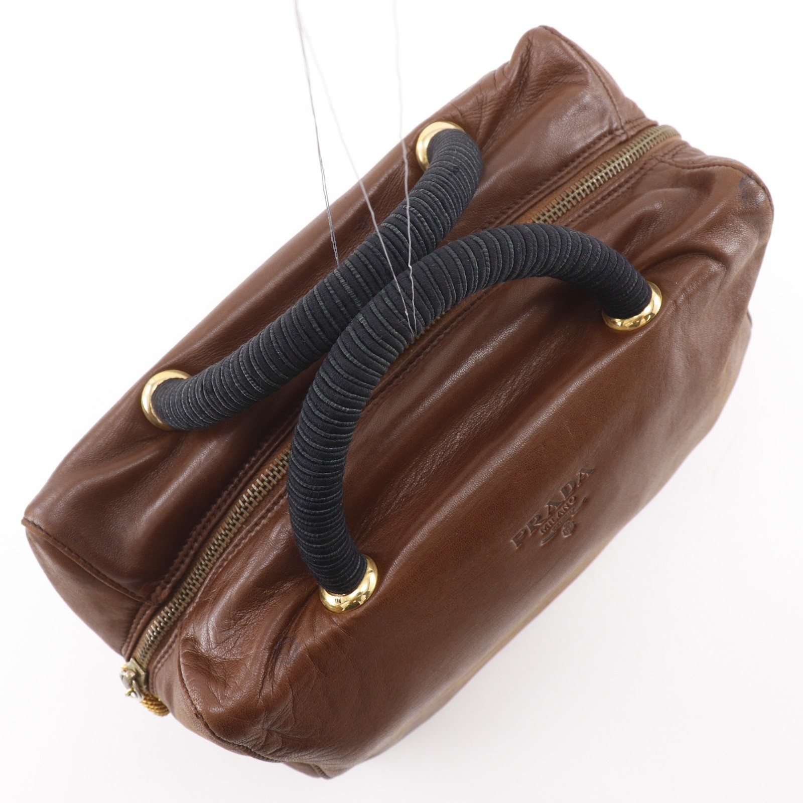 PRADA logo Handbag Brown leather Women