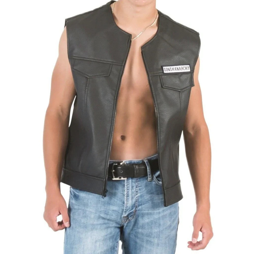 VTG SOA Sons of Anarchy Highway Biker Vest Mens L Preowned Leather Jacket Skull