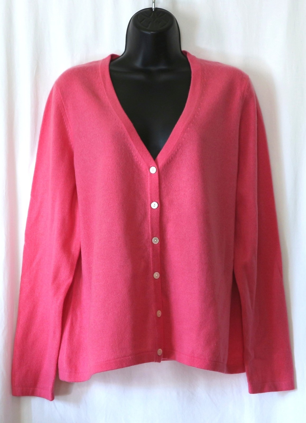 CHARTER CLUB Pink Cashmere Cardigan 43 In Chst 24 In Lng Sz L EXC