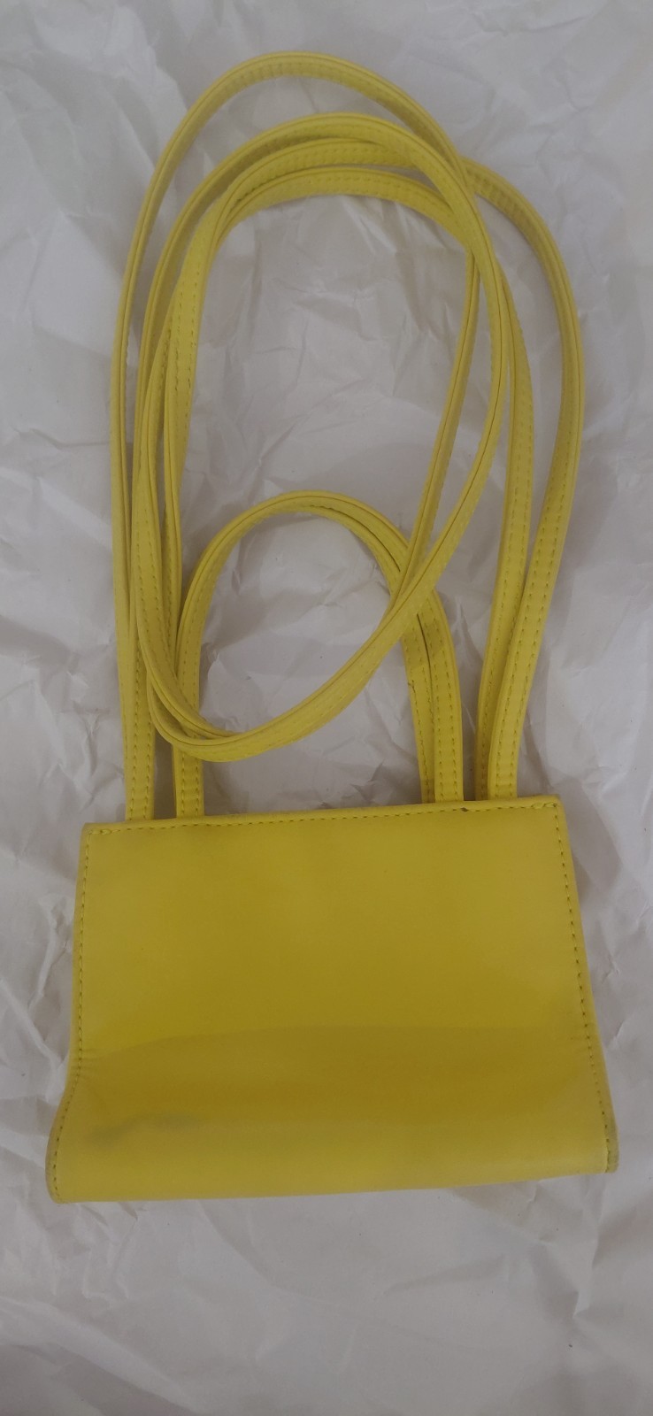 Telfar Mini Yellow Crossbody Bag with Logo Accent and Magnetic Closure
