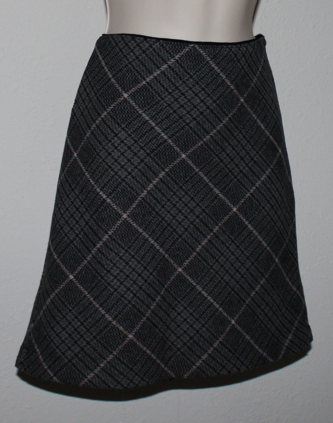 Abercrombie & Fitch*Wool Blend Plaid Gray Lined Above Knee Skirt*Womens Size S