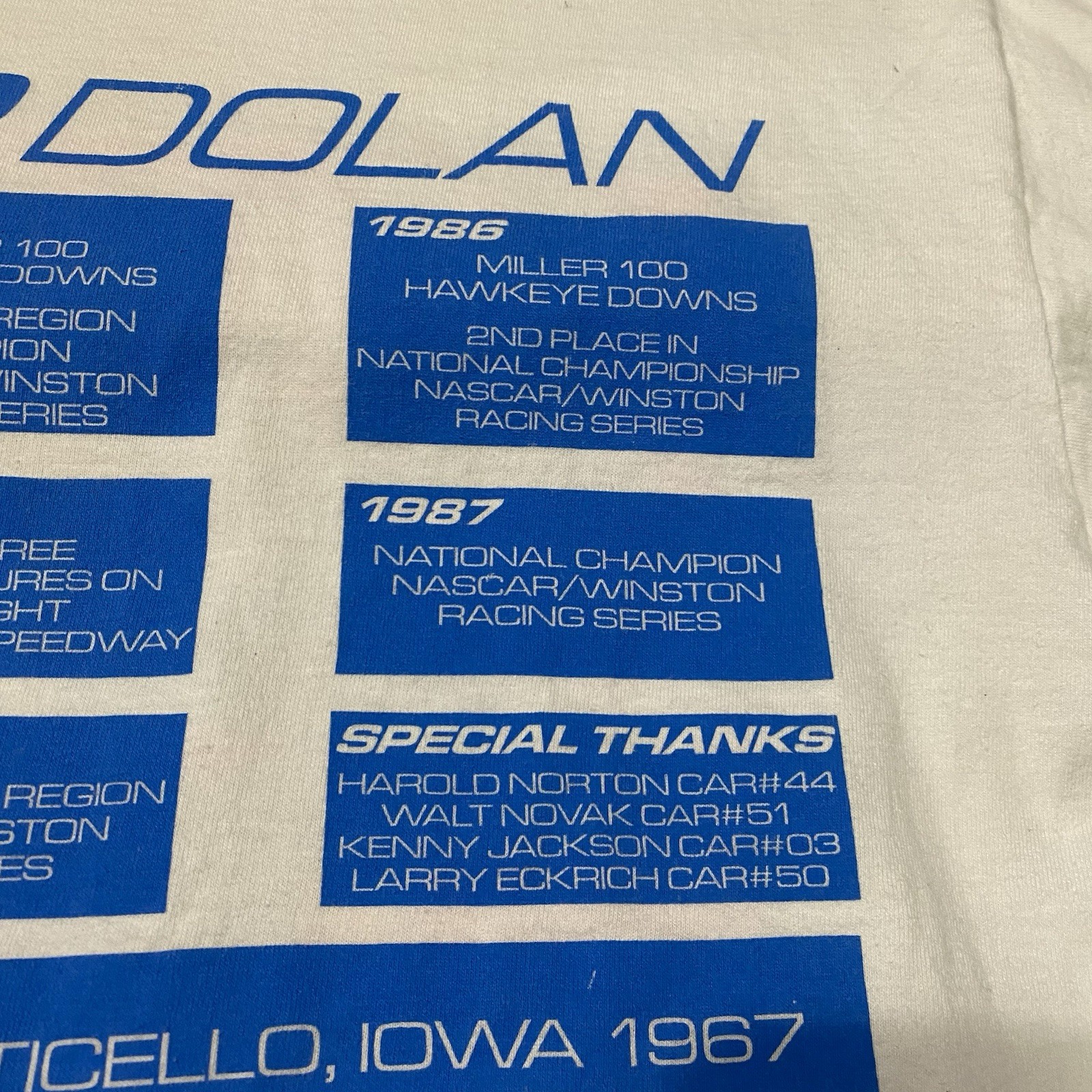 Vintage Roger Dolan Dirt Track Racing Shirt XL 22.5×30.5 Stains/Need Oxiclean