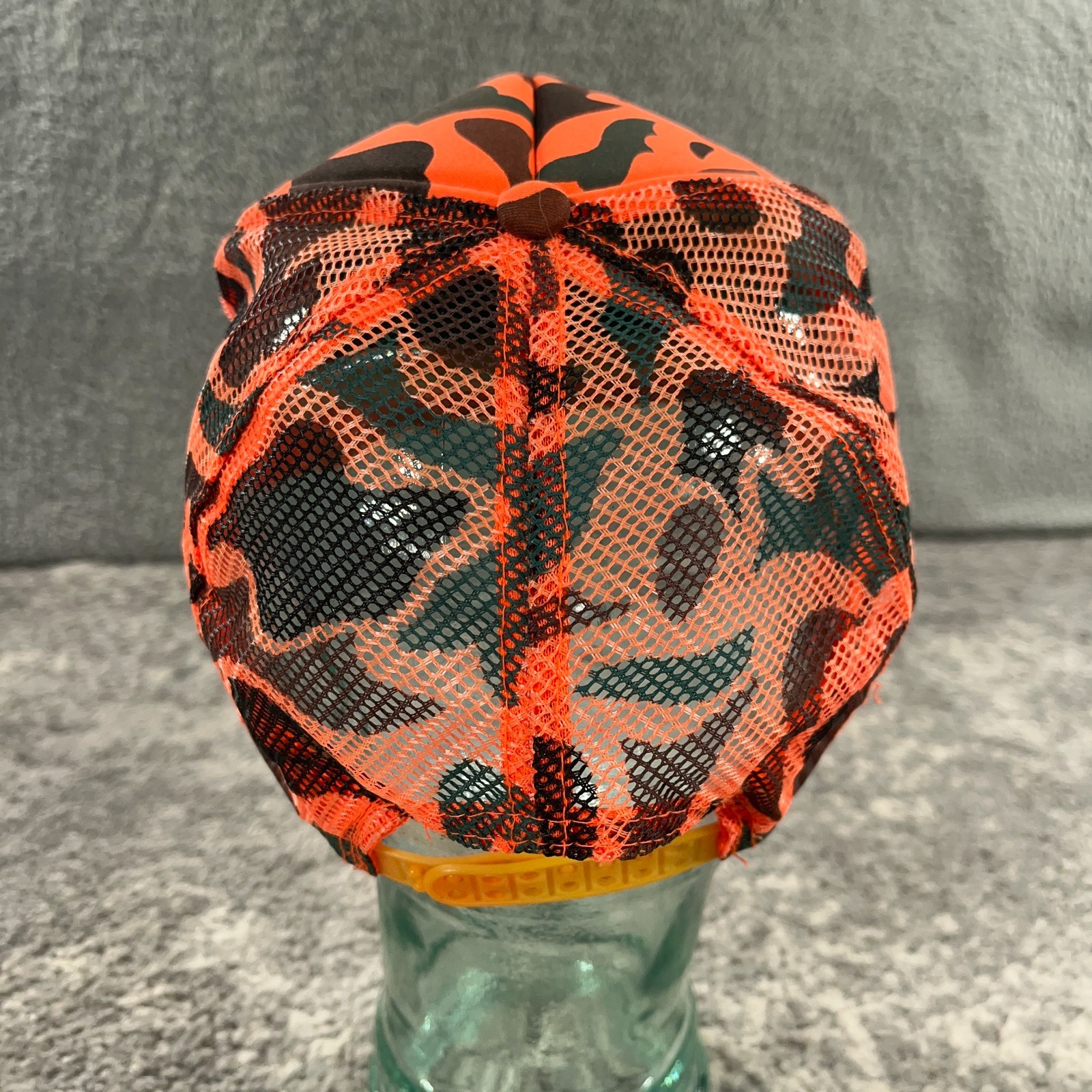 Vintage Trucker Hat Rope Cap Mens Snapback Safety Orange Camouflage 90s Outdoor