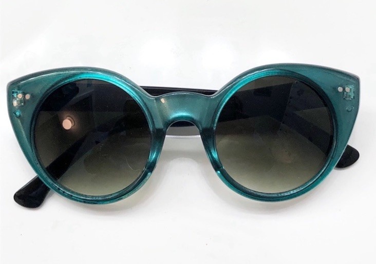 Stunning Blue Polycarbonate Lenses Round Cat Eyes Sunglasses Rare