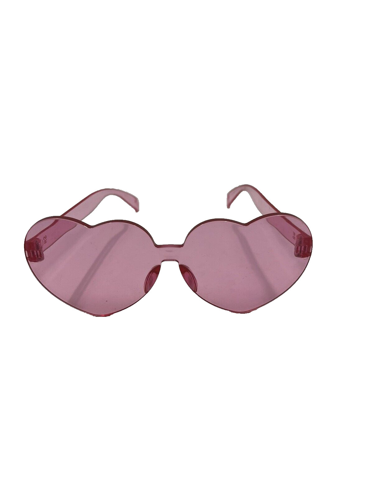 Pink Heart Shaped Sunglasses R2 Plastic or Polycarbonate Lens Frameless
