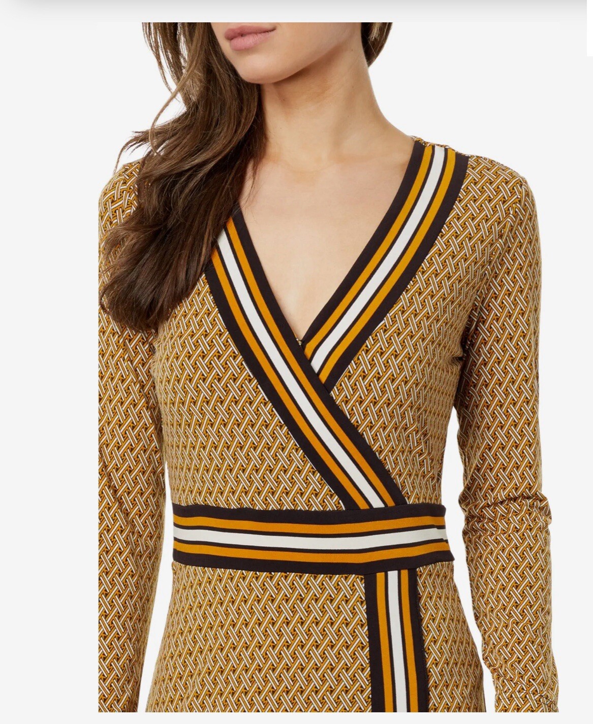 Michael Kors dress Border Print Faux Wrap Dress Marigold logo 2025 collection L