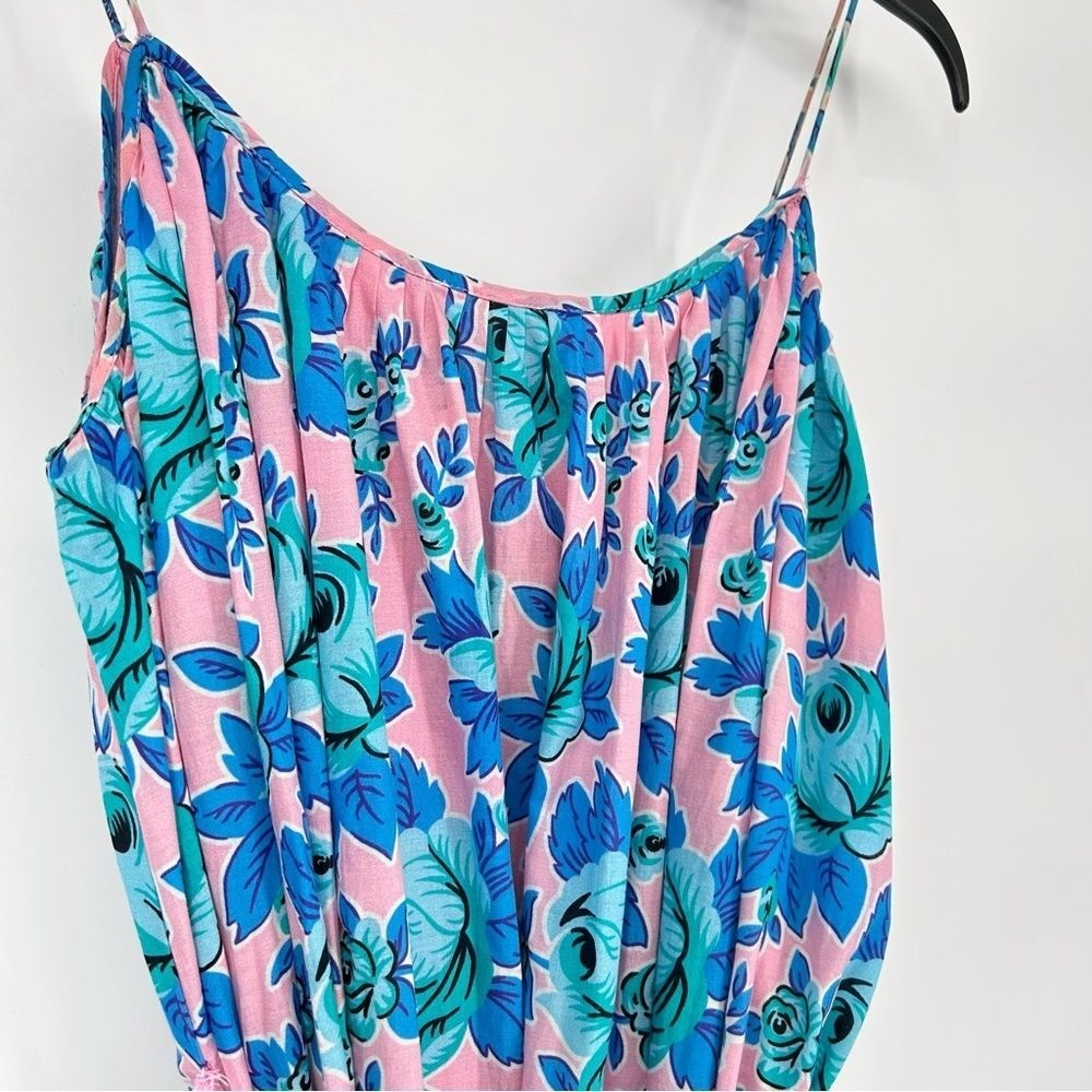 Rhode Nala Mini Dress Printed Cotton Blue Pink Floral Pop Size Large