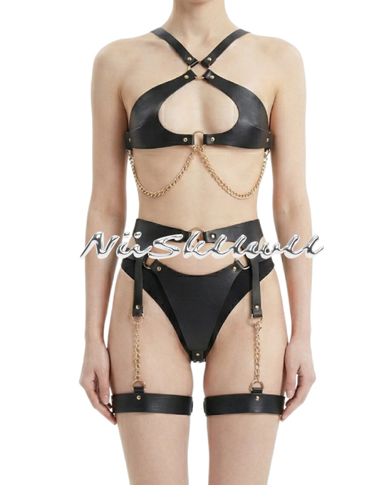 NuskUwU · Leather Chain Harness Set