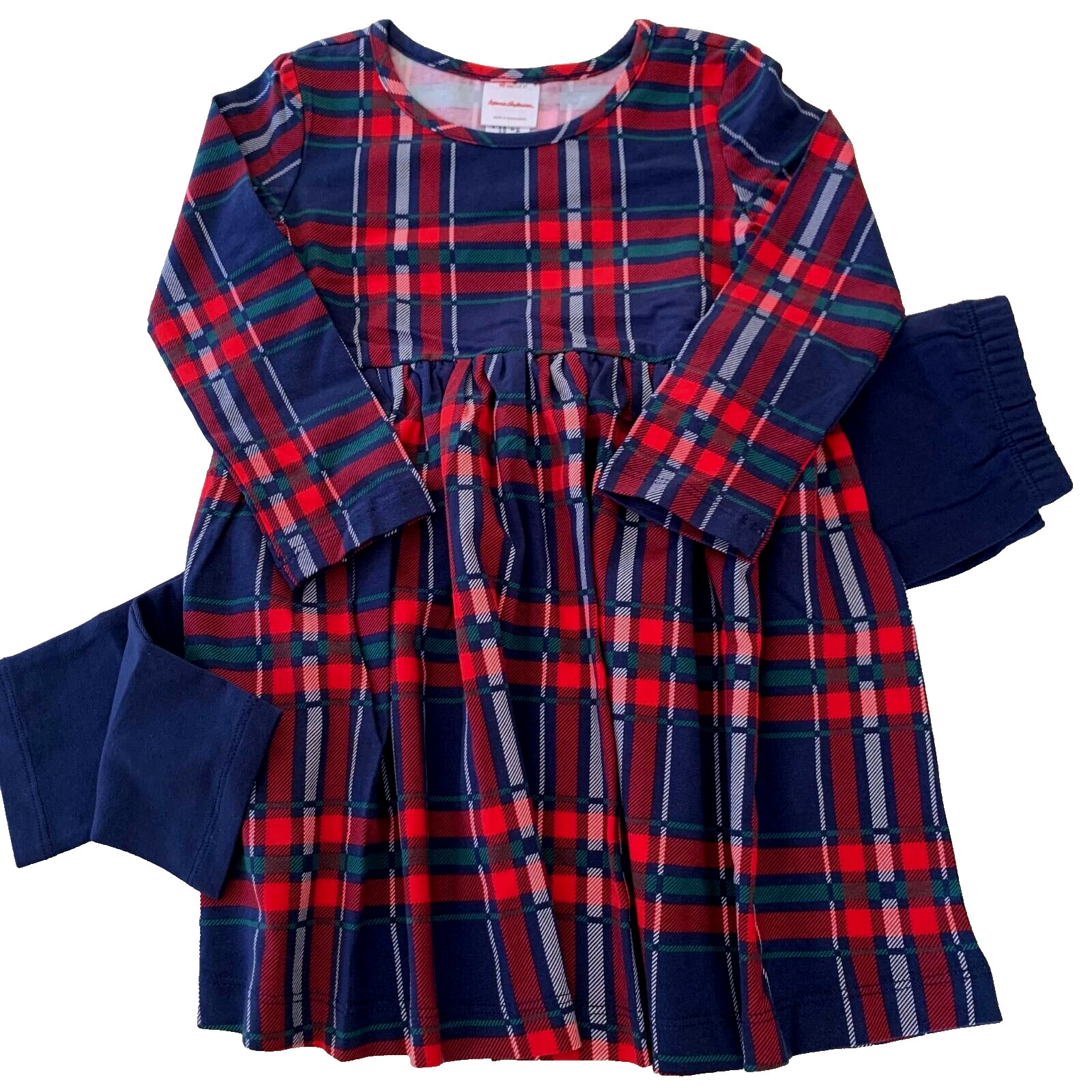 Hanna Andersson Sweet Plaid Skater Dress & Leggings Set. 12-18 Months, 75 cm