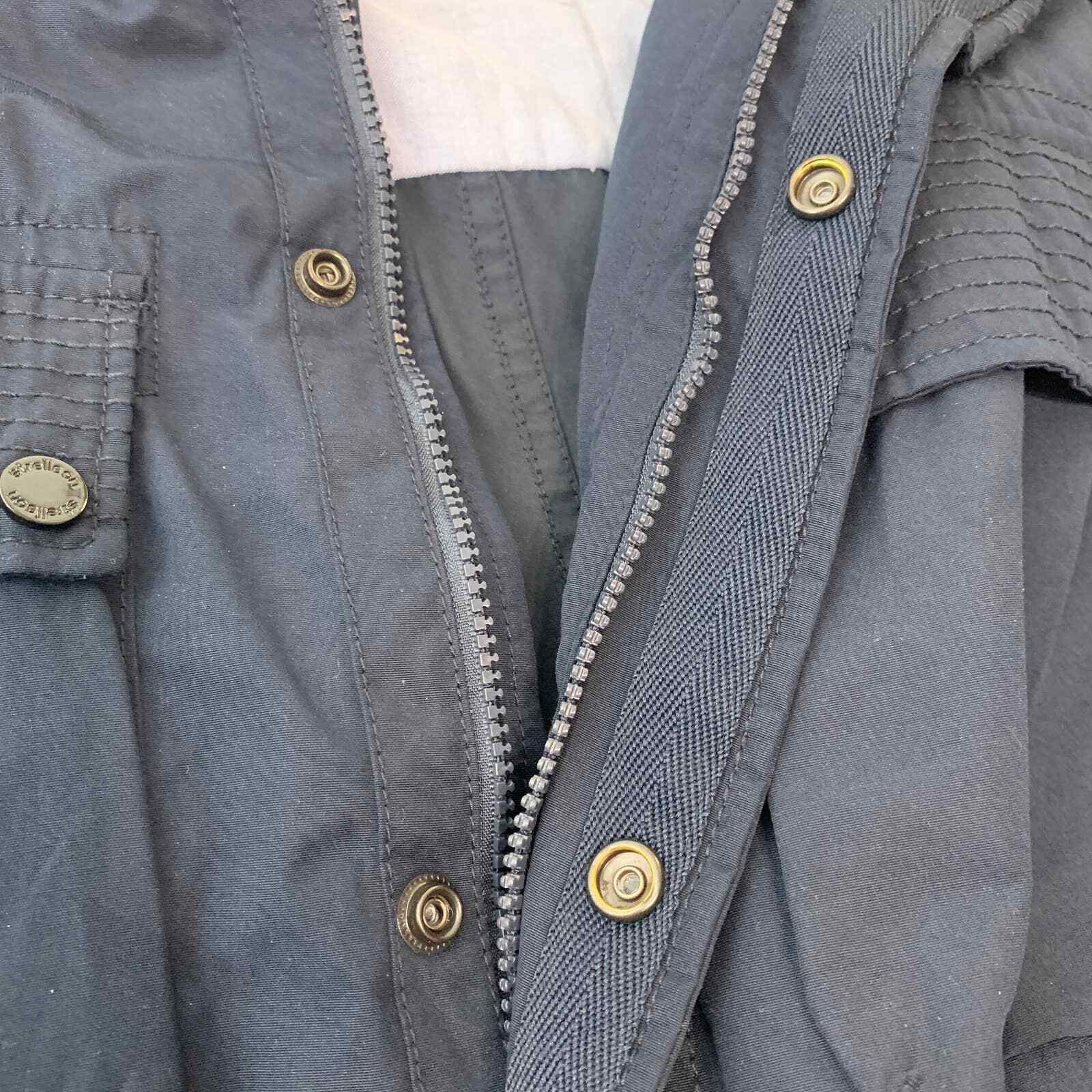 Strellson Mens Jacket Size 56 Blue Master-W Snap Full Zip Hooded Pockets Outdoor