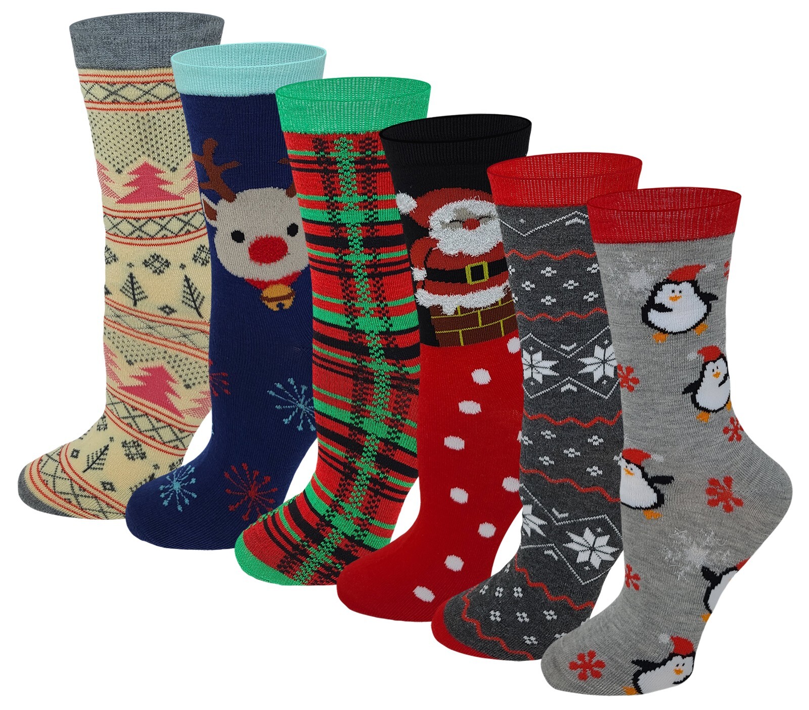 Sumona 6 Pairs pack Women Bright Colorful Fancy Design Novelty Crew Socks 9-11