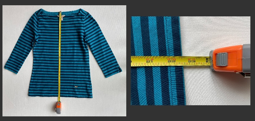 Banana Republic Blue-Green Striped Pullover Top 3/4 Sleeve Women’s XS RN 54023