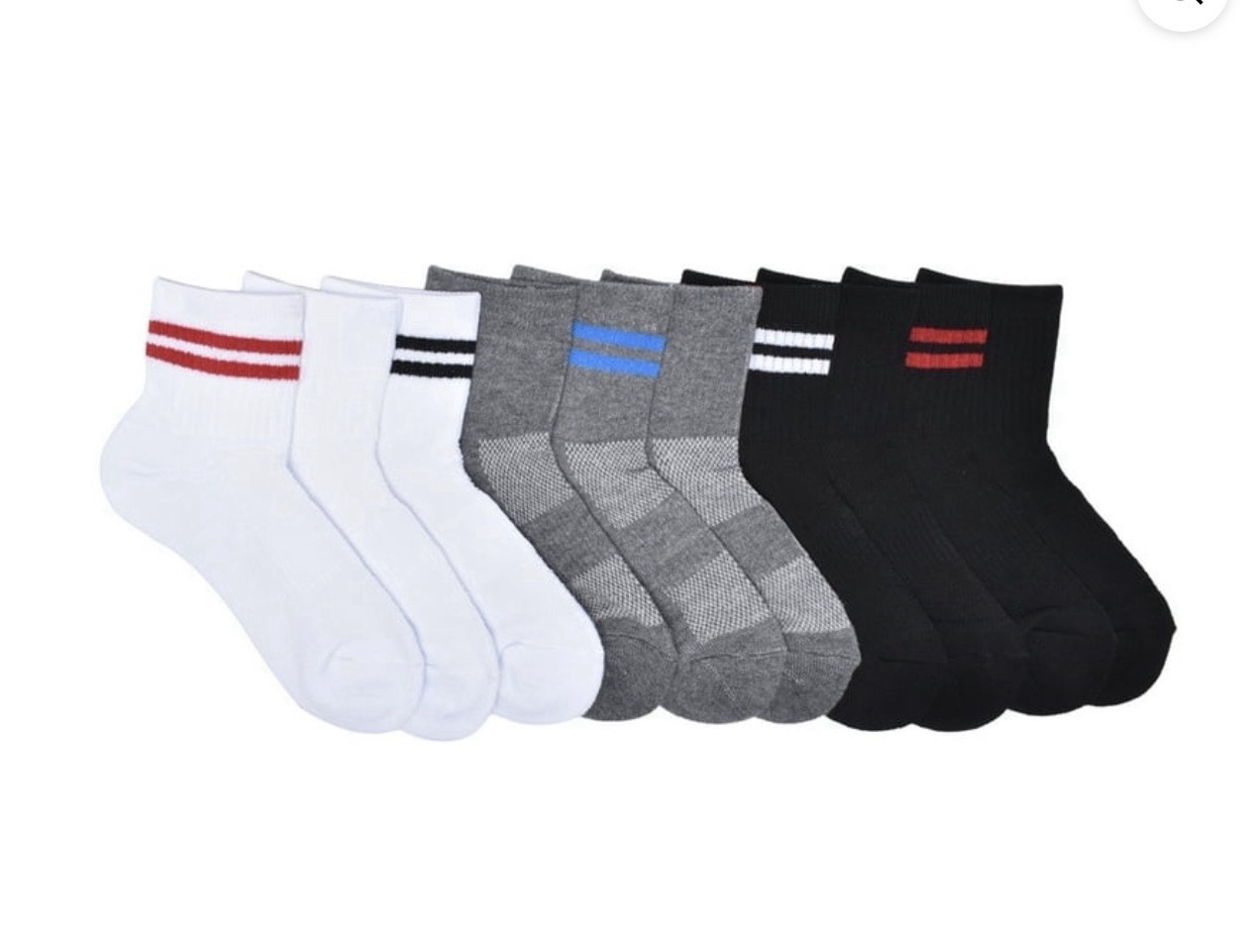 Athletic Works Boys Mid-Crew Socks 10 Pack New Sealed Youth Shoe Size 9-2 1/2