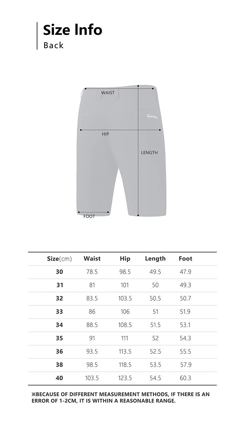 TaylorMade Men’s Golf Shorts Elastic Stretch Quick Dry Summer Casual Shorts