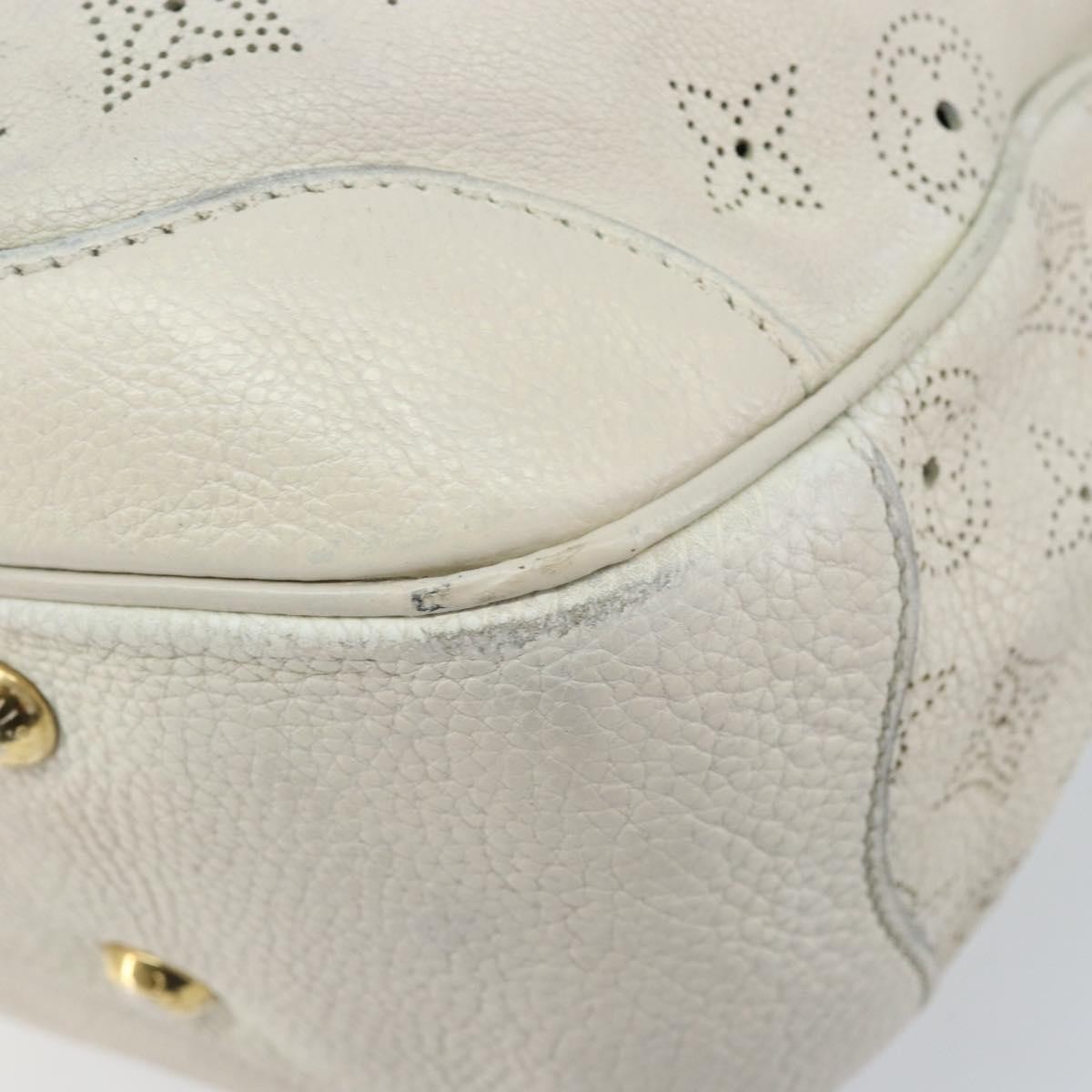 LOUIS VUITTON Mahina Solar PoweredGM Bag Leather White M93128 LV Auth bs34140