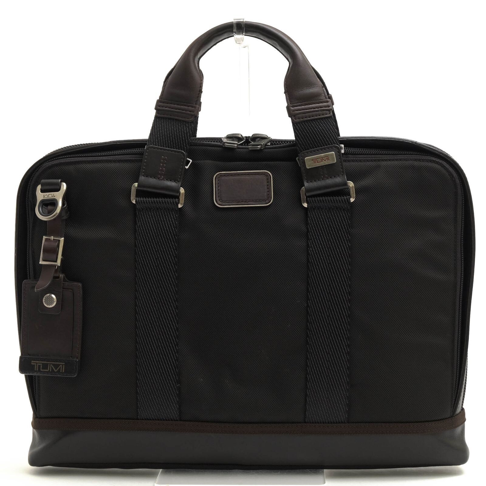 TUMI Alpha Bravo Andrews Slim Brief Black Nylon Leather Briefcase Authentic