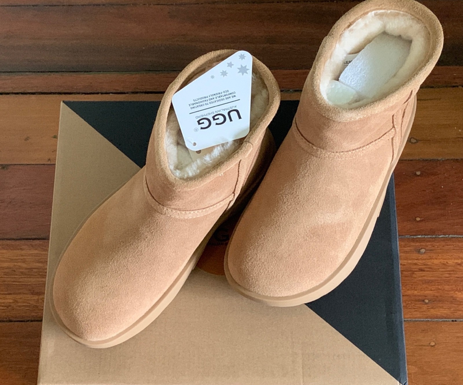 Ugg Express Chestnut Salma Mini Ugg Boots Size US/AU 7 8 EU 38 39 100% Sheepskin