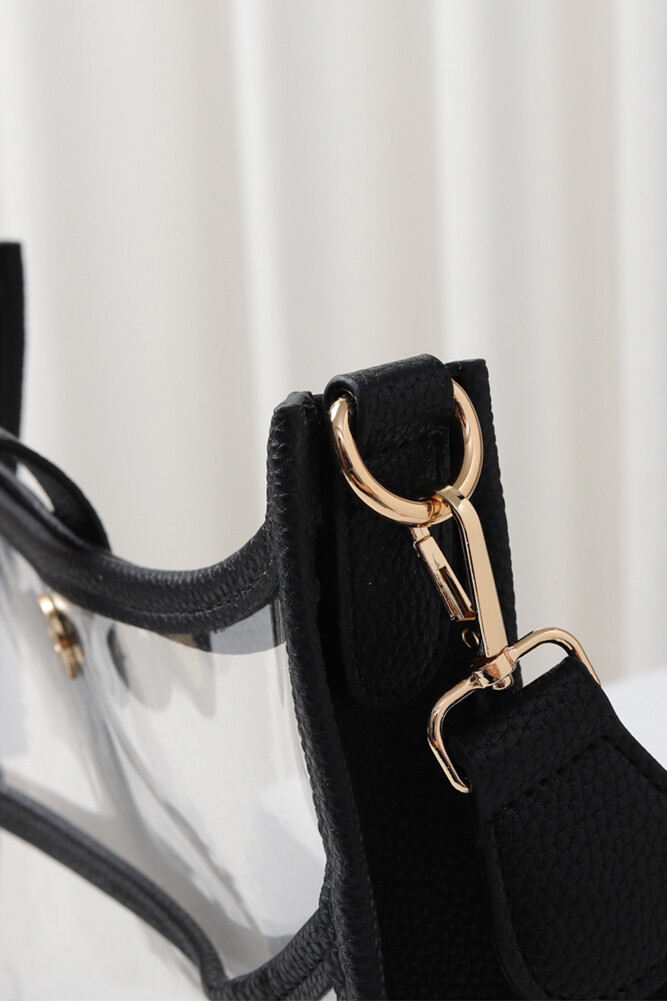 UNNI Transparent Clear Stadium Approved Solid Color Colorful Trim Crossbody Bag