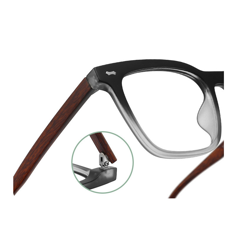 TR90 Photochromic Presbyopic Glasses Men Imitation Wood Square Sunglasses Reader