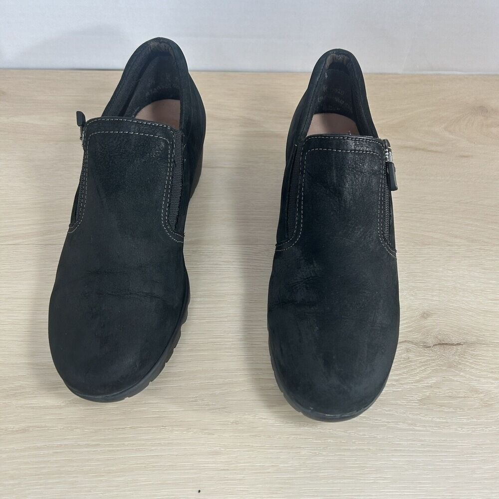 Munro Napoli Zip Bootie Loafer Shoe Comfort Black Suede Leather US 6.5 NO INSOLE