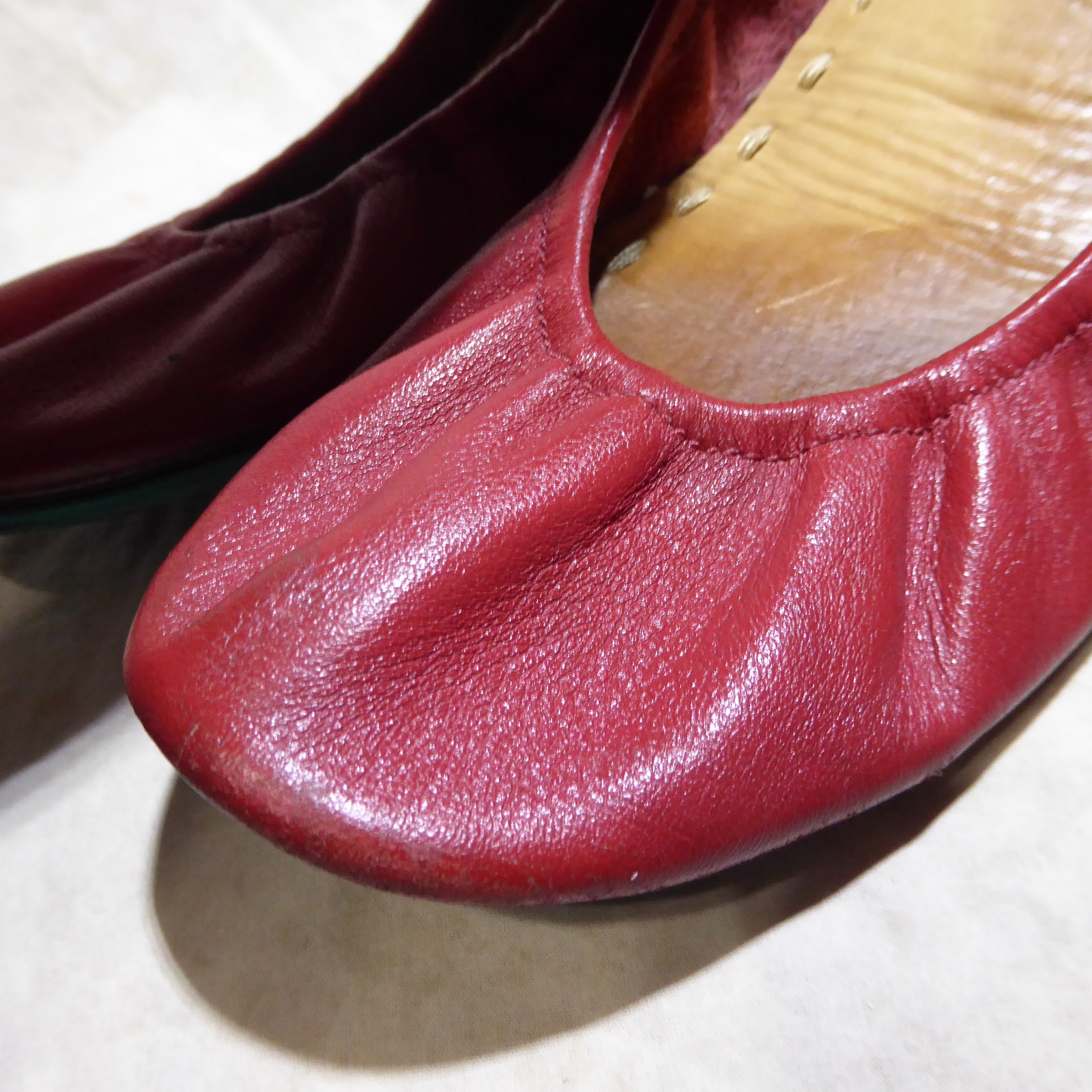 🩰 Tieks by Gavrieli Foldable Ballet Flats sz 9 Cardinal Red 100% Nappa Leather