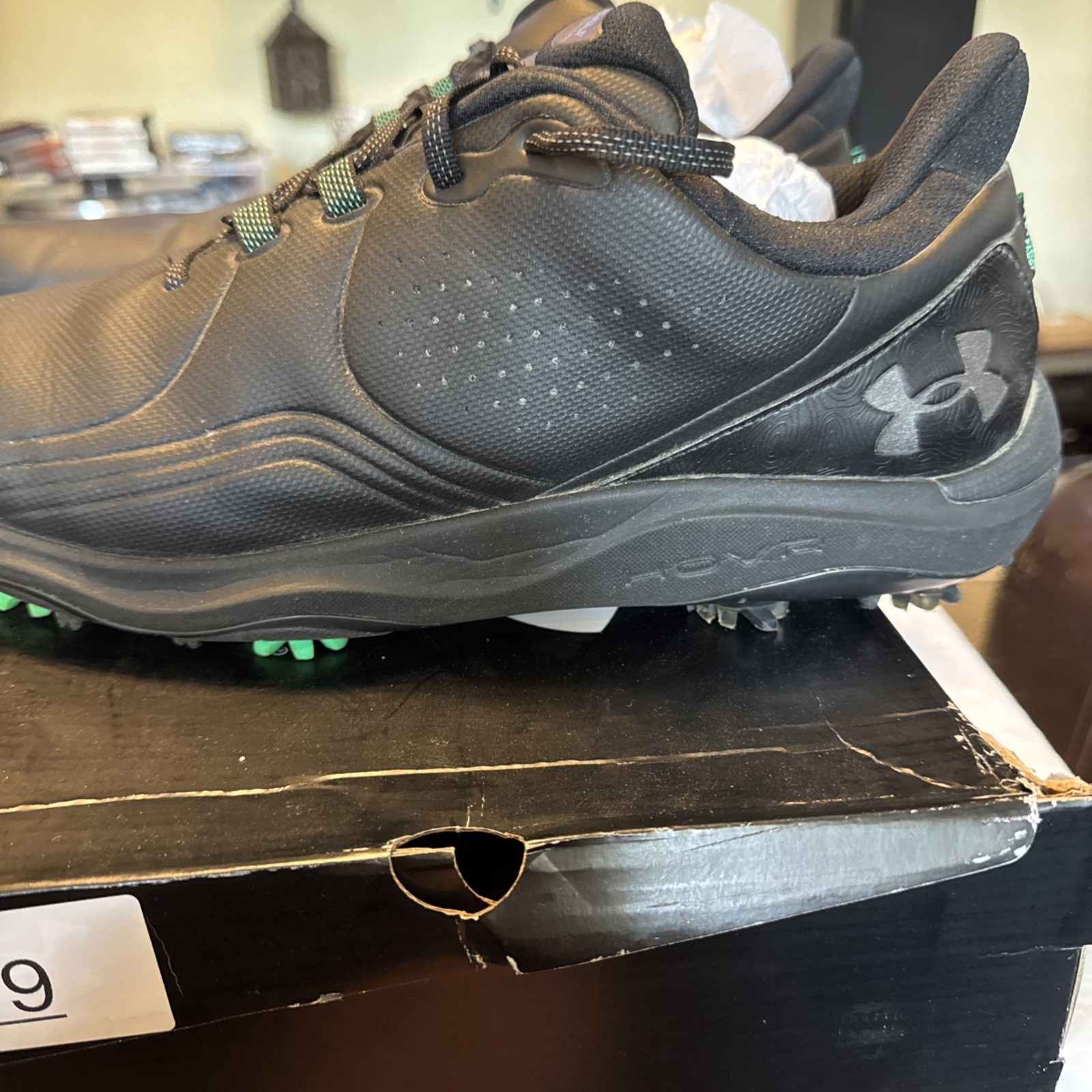 Under Armour HOVR Mens Size 15 Black Golf Drive Pro Shoes Spikes 3026919-001