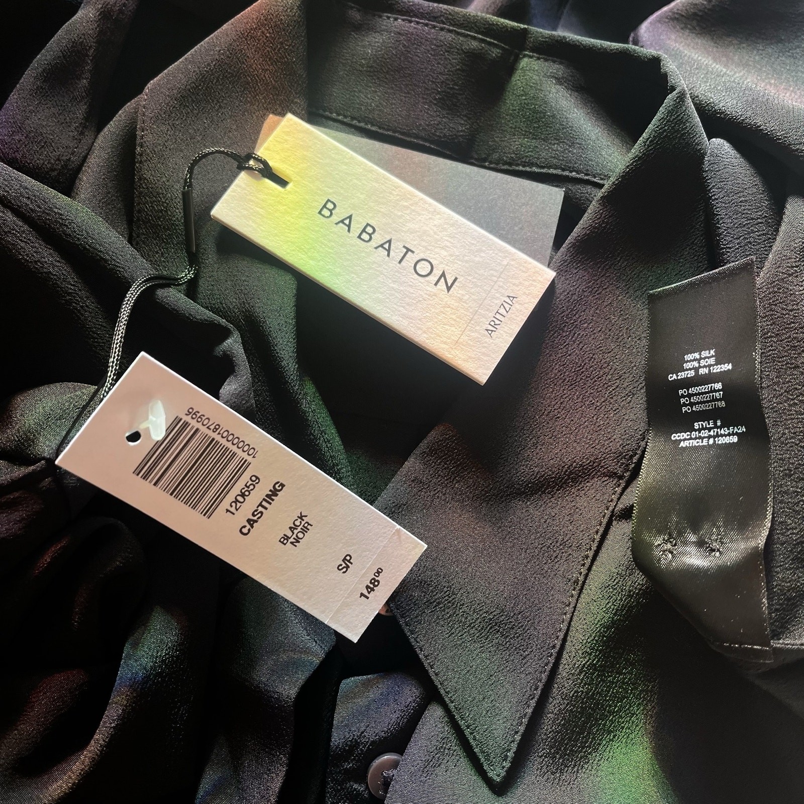 Aritzia Babaton Casting Silk Shirt – Black – Small
